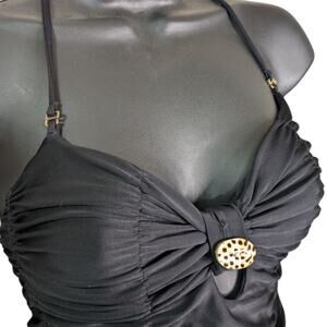 Tori Praver Marilyn One Piece Swimsuit Small Ruched Convertible Black